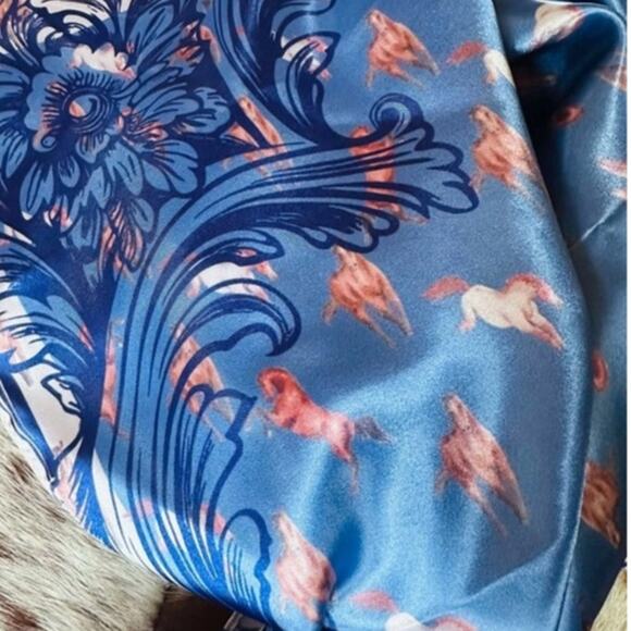 Wild Blue Horses Western Southwestern Wild Rag Scarf Accent - Picture 2 of 2